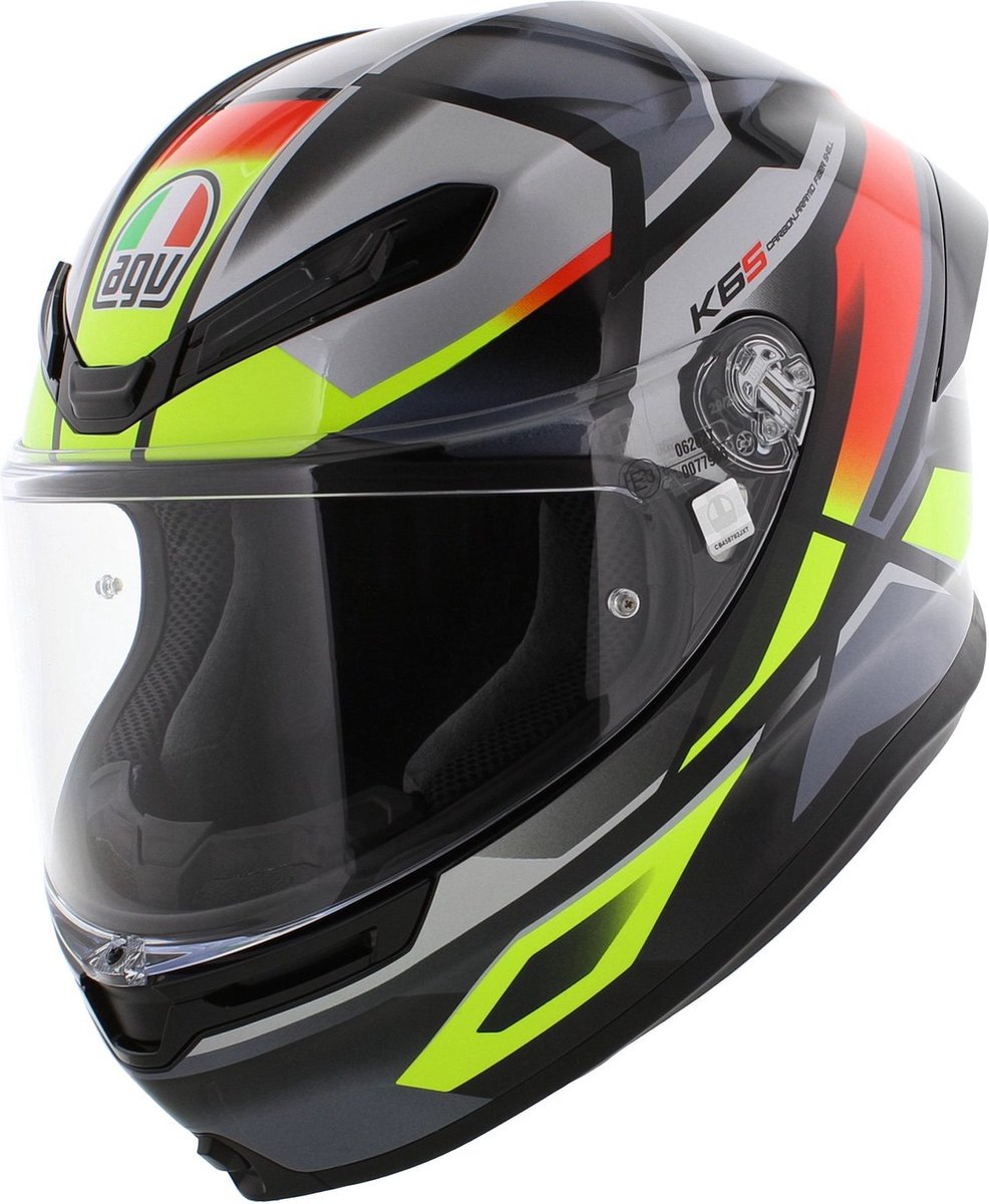 AGV K6 S Erazer Motor helm zwart rood fluo geel - Maat L