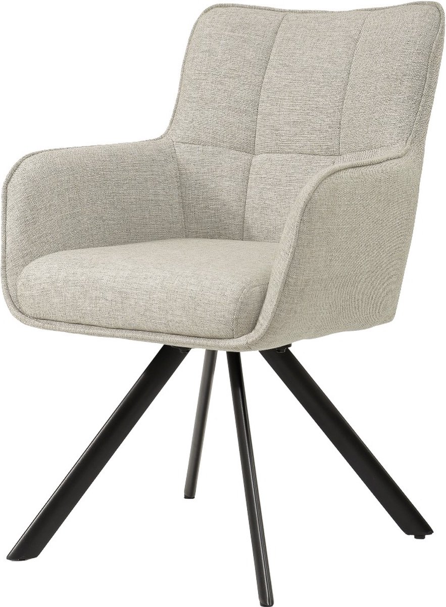 Livingfurn Eetkamerstoel Tori - Zand/Zwart - Set van 2