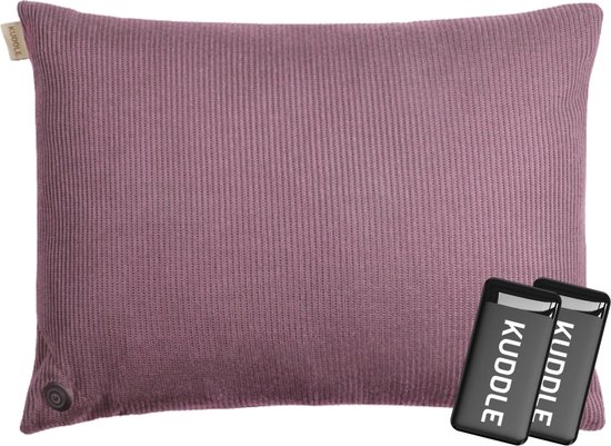 Kuddle Warmtekussen Oplaadbaar - Gebreid 'Old Pink' 45x60cm - Draadloos & Elektrisch - Inclusief 2 Powerbanks - Ook voor in je tuinset