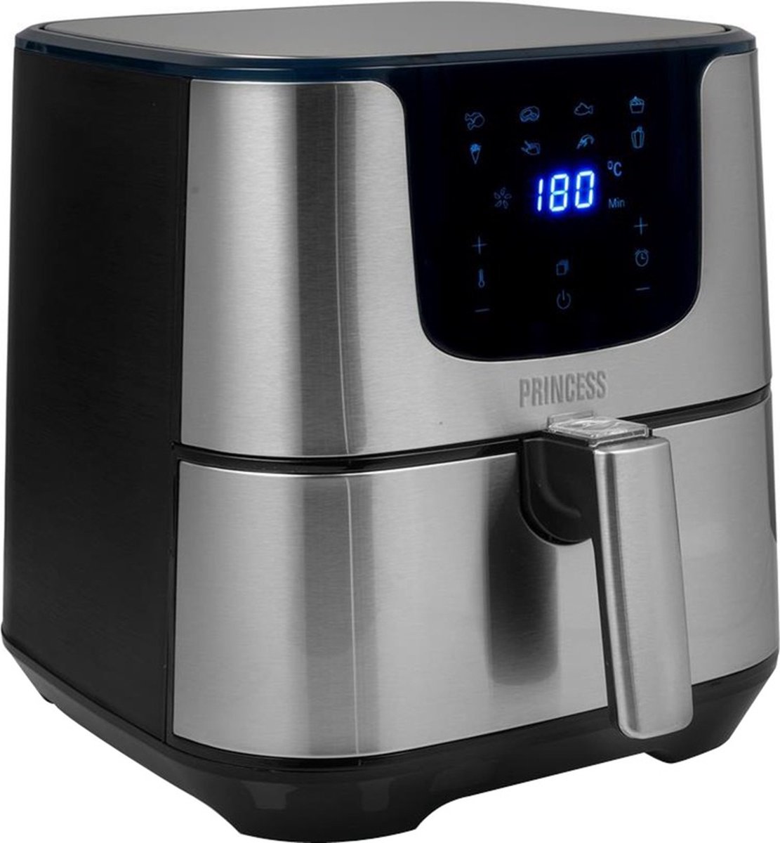 Afbeelding 2 van Princess Digitale Airfryer Deluxe XXL 182060 – Heteluchtfriteuse - 5.5 liter - 8 voorgeprogrammeerde programma’s - Inclusief airfryer mandje - RVS