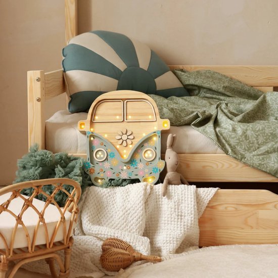 Lampe de nuit pour enfants, petites lumières, bus volkswagen, Flower power | Fabriqué à la main de manière durable.