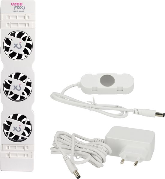 Ventilateur de radiateur Ezeefox avec 3 Ventilateurs et capteur thermique - Universel - Économe en énergie - Avec câble - Très silencieux - Ventilateur de radiateur - Wit