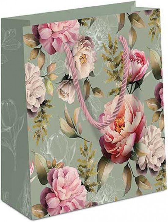 Ambiente Cadeautas 22,5x17x9 cm - Peonies composition green