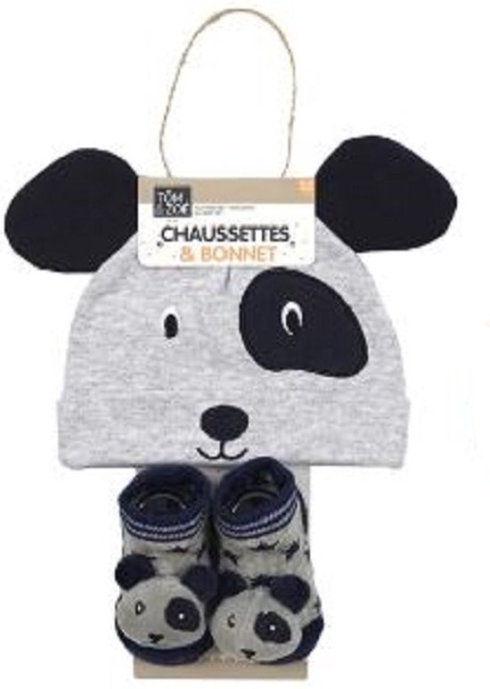 Tom en Zoe - Babysokjes met muts - Panda - 0 tot 6 maand - Geschenk set - Blauw van Tom en Zoe — afbeelding 4