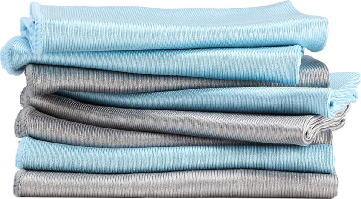 Goedkoopste 8 stuks - microvezeldoekjes - Handdoeken - Microvezel - Droogdoek - 40 40cm - glasreinigingsdoek - microvezeldoek - blauw en grijs - herbruikbare - voor ramen voorruiten spiegels