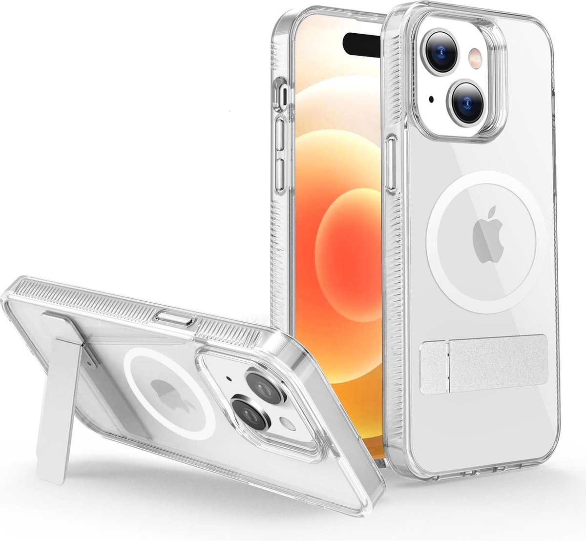 Casify Doorzichtig Kickstand Hoesje geschikt voor MagSafe iPhone 15 Plus Hoesje - Transparant