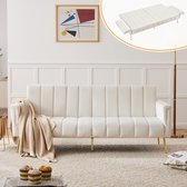 Sweiko Opvouwbare bank - Fluwelen stof - Slaapbank met steunpoten - Beige