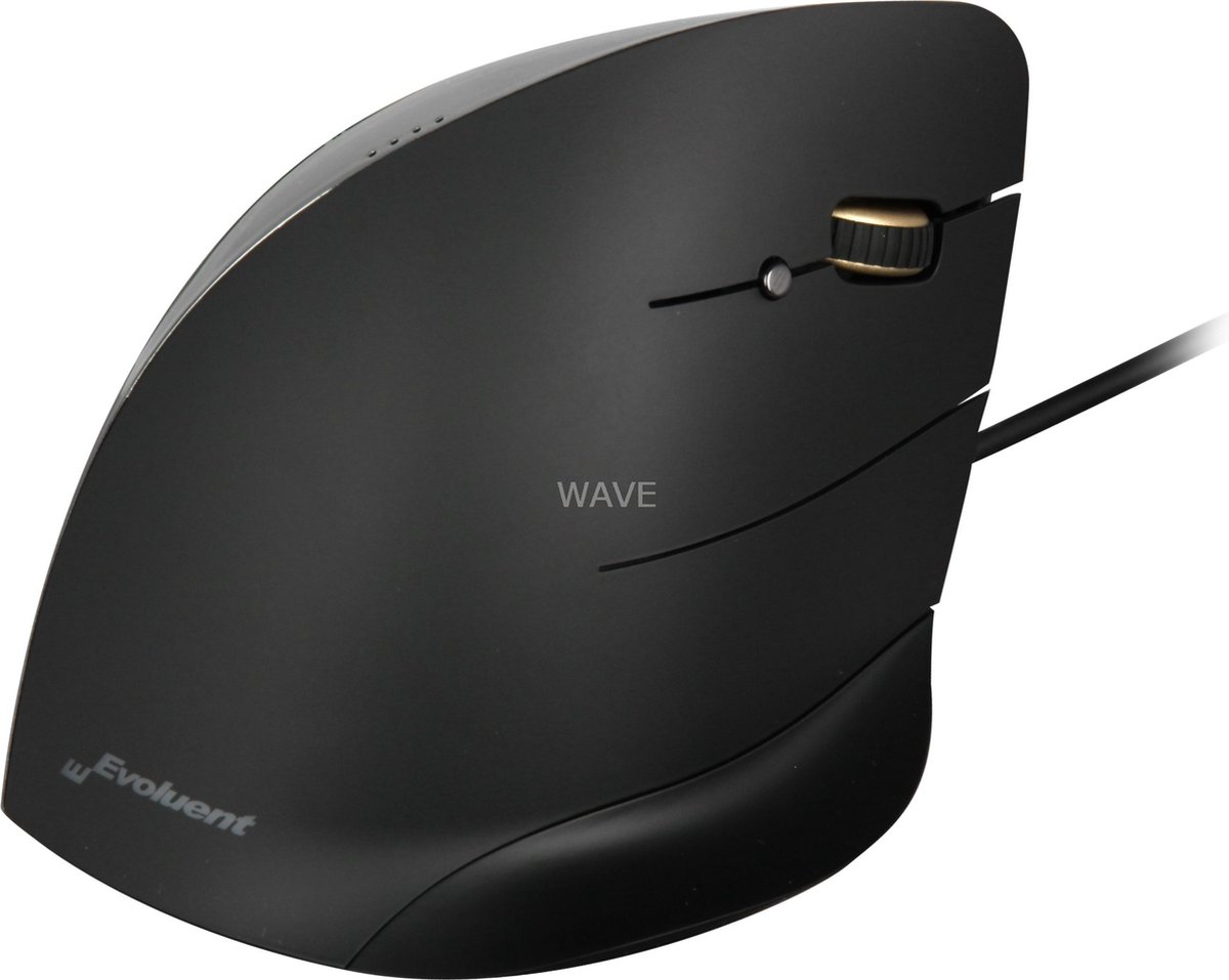 Evoluent Vertical Mouse Corded Right Hand Ergonomische muis USB Optisch Zwart, Zilver 5 Toetsen Ergonomisch