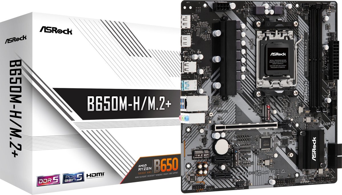 ASRock B650M-H/M.2+ socket AM5 moederbord