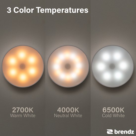 Brendz LED ronde Kastverlichting, Touch bediening, USB-C Oplaadbaar, Dimbaar, Magnetisch, 3 Kleurtemperaturen, Trapverlichting draadloos, Nachtlampje, zwart