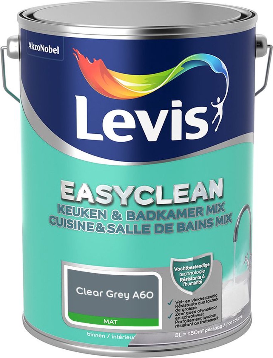Levis - Easyclean Keuken & Badkamer Mix - Clear Grey A60 - Mengverf - 5 L