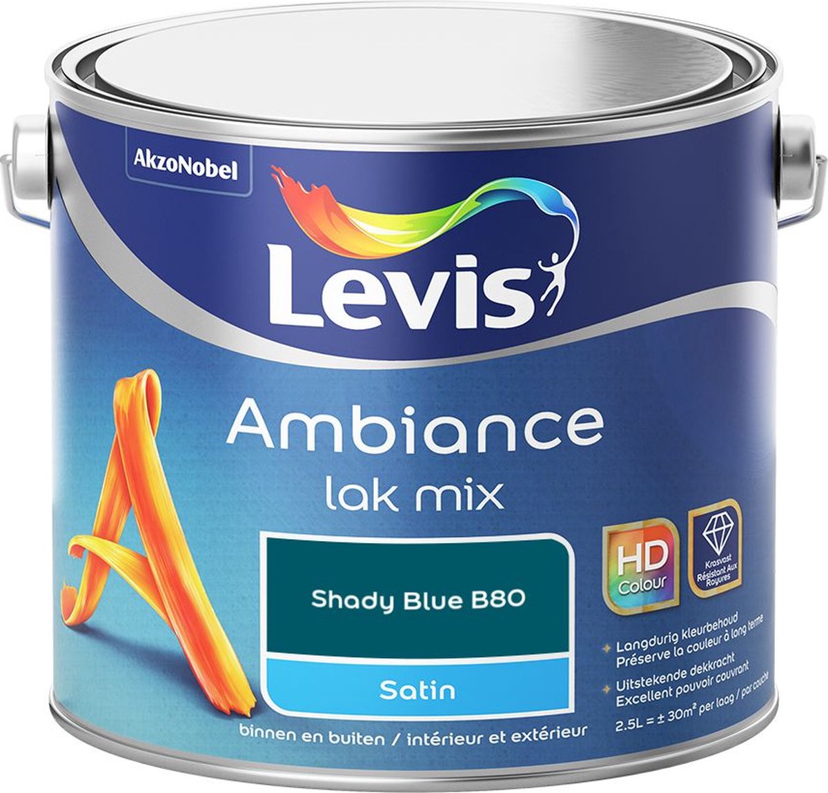 Levis - Ambiance Lak Satin Mix - Shady Blue B80 - Mengverf - 2,5 L