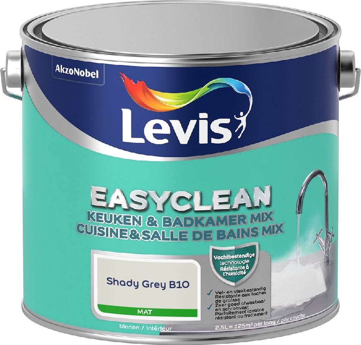 Levis - Easyclean Keuken & Badkamer Mix - Shady Grey B10 - Mengverf - 2,5 L