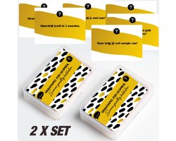 2 x cadeau set vragenspel kaartjes ''fijn gesprek'' 50 leuke vragen om een gezellig gesprek op gang te brengen - kletsen babbelen vragen stellen kaartjes voor een leuke avond - leer elkaar kennen vriendinnen familie Kerst gesprekken aan tafel praten