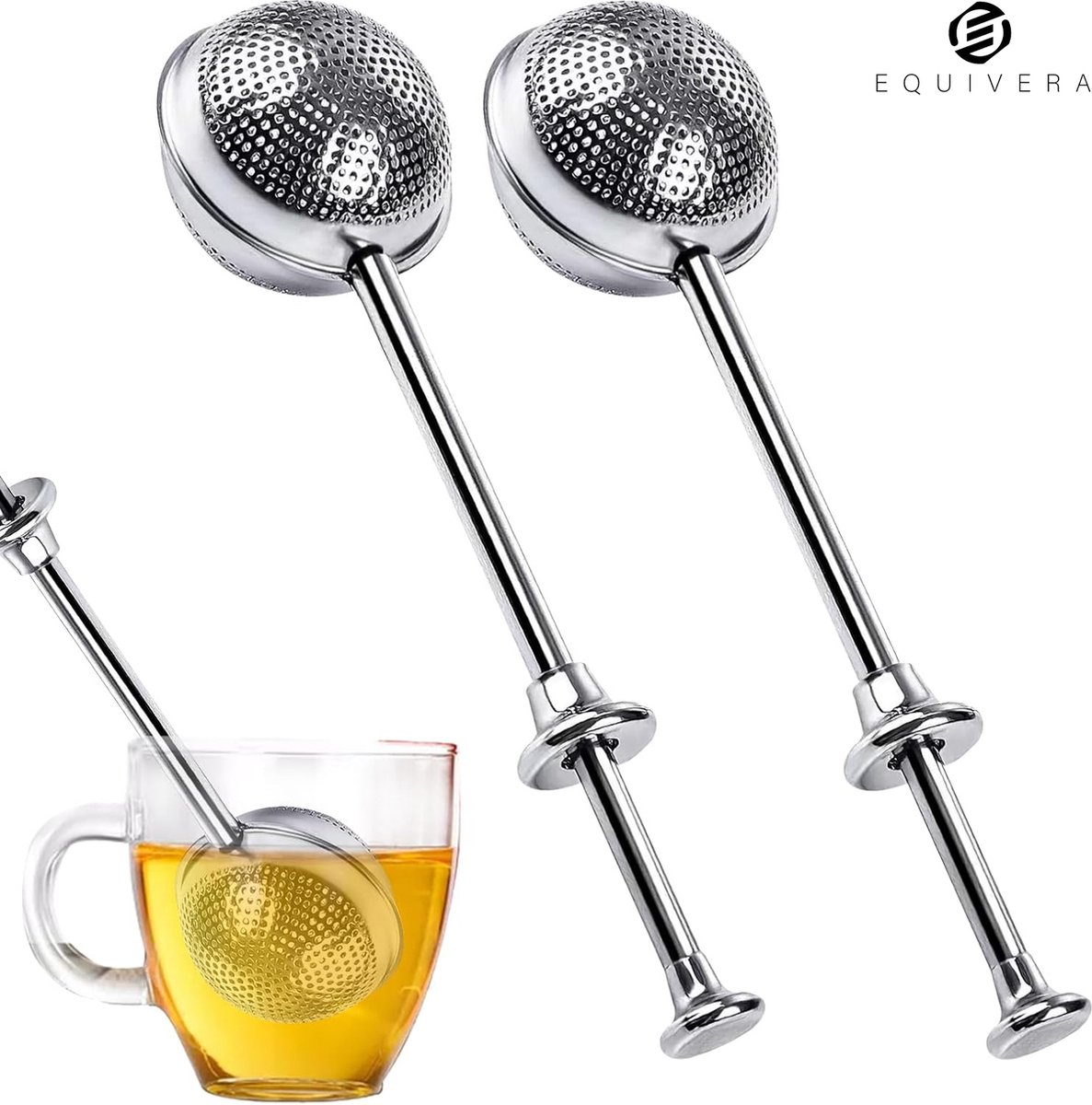Equivera Theehouder voor Losse Thee - Thee Zeef - Theezeef - Theezeefjes voor Losse Thee