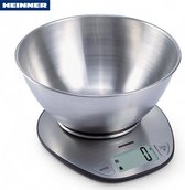 Heinner Balance de Cuisine Numérique avec Bol - 1g à 5kg - Fonction pesage Liquide ML - Écran LCD - Design inox - Piles incluses