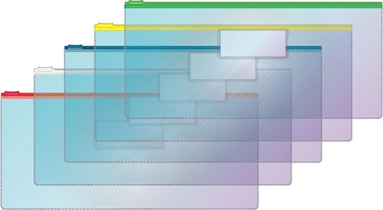 EXXO-HFP #34219 - DL Flexibele Documentenmap met schuifrits - Assorti kleuren rits - 10 stuks (1 pak @ 10 stuks)
