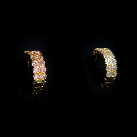 Boucles d'oreilles anneaux en cristal - Gaia Jewellery - Boucles d'oreilles plaquées or 18 carats - diamants - couleur or