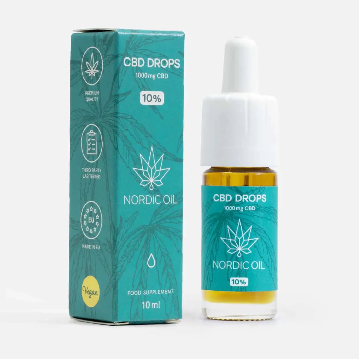Goedkoopste Nordic Oil© - CBD Olie 10 Plus - 10ml - Full Spectrum - 1000mg CBD, CBDa, CBG, CBN - 250 Druppels - Vegan - MCT Olie - CO2 Extractie