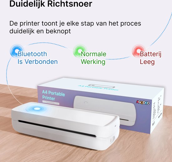 Draagbare mini-printer, thermische fotoprinter, draagbaar, mini-bluetooth- printer, met 3 rollen, papier, voor iPhone en Android, draagbare fotoprinter voor foto's, labellijst