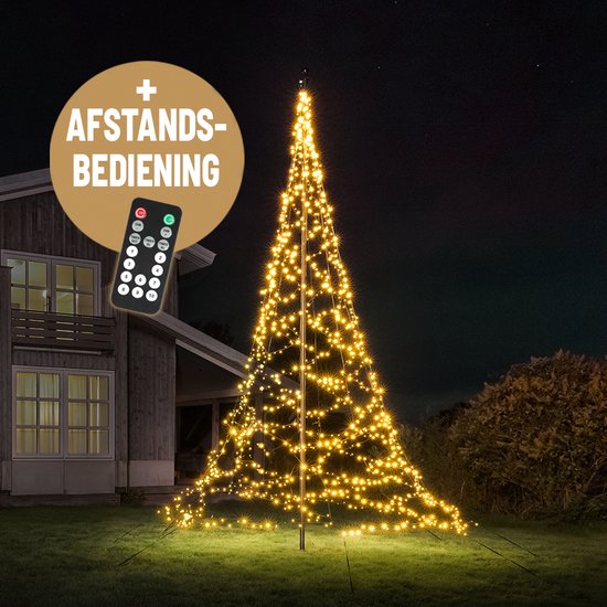 Lumedi 880 - LED Kerstboom Buiten - Vlaggenmast Verlichting - 6 meter - 880 Warm Wit Led Lampjes - Afstandsbediening - Kerstverlichting