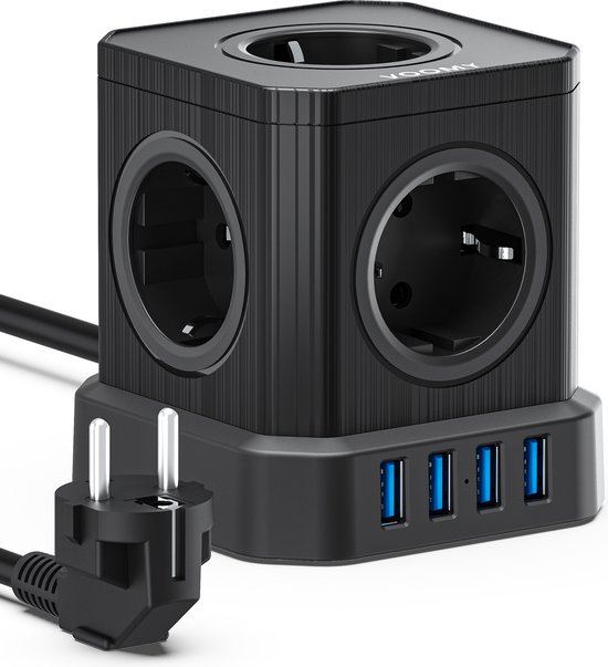 Voomy Cube Stekkerdoos met USB en Schakelaar