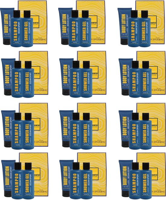 12x Stoere Kerstpakket voor Mannen Ocean Sport - Bundel Voordeelset - Verwenpakket Lichaam - Cadeauset - Geschenkset Heren Feestpakket