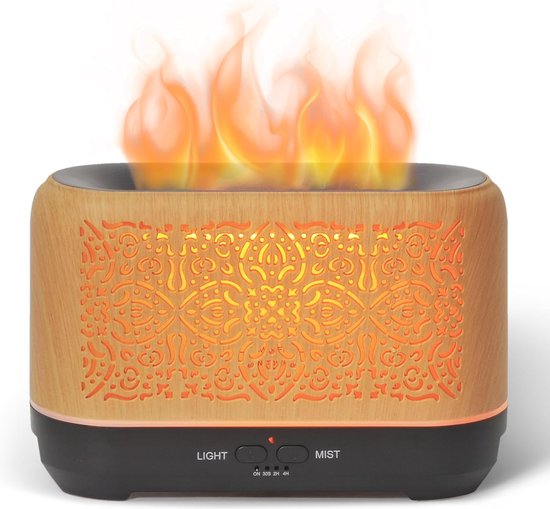 Foto: Flammen aroma diffuser 200 ml luchtbevochtiger timer nachtlampjes en automatische uitschakelfunctie luchtbevochtiger thuis kantoor luchtbevochtiger aromatherapie olieverspreider