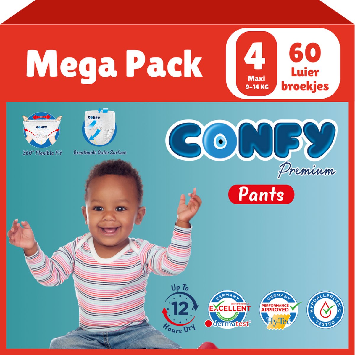 Goedkoopste Confy Premium Pants - Maat 4 (9kg-14kg) 60 Luierbroekjes - Mega Pack