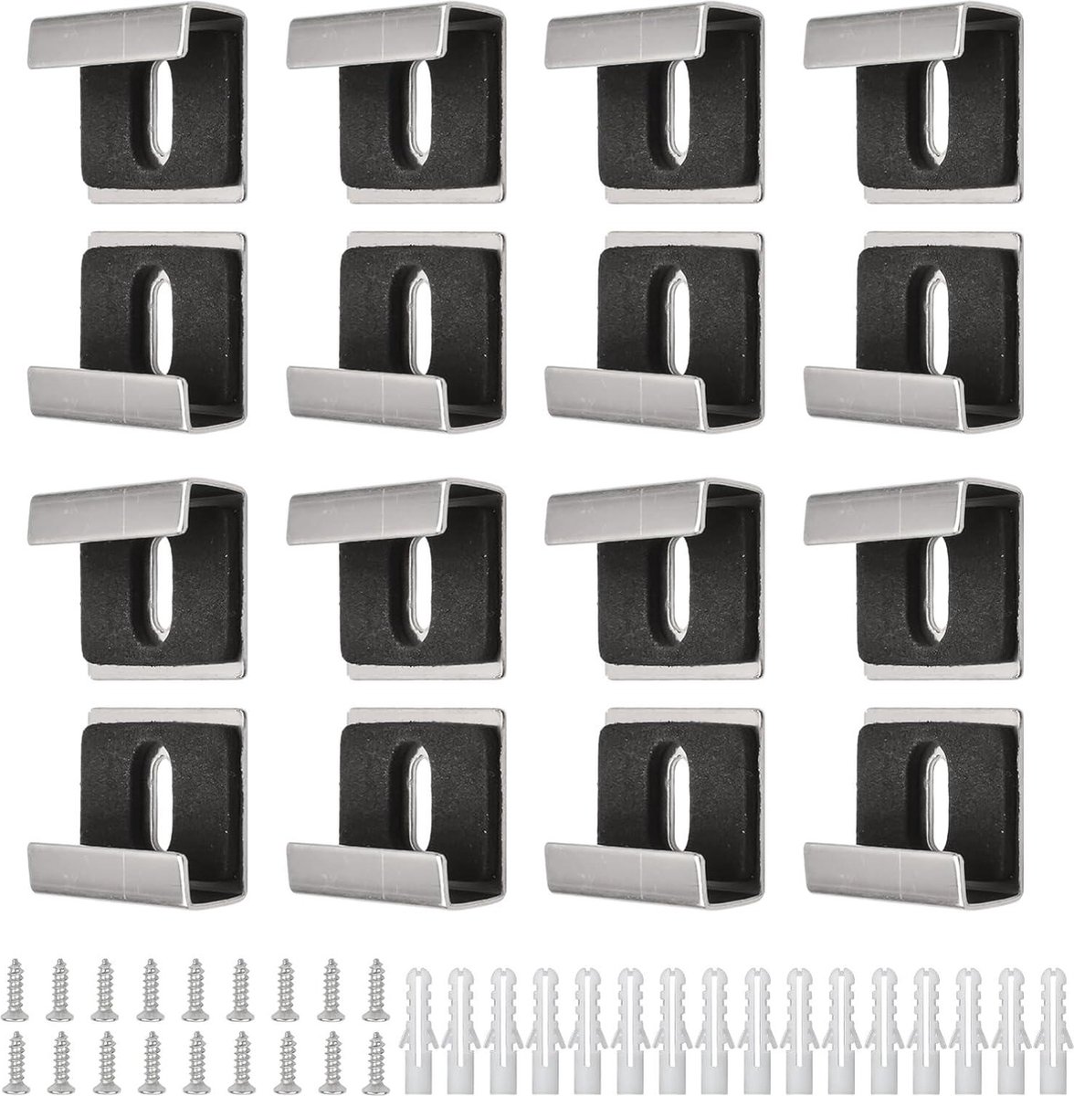 Goedkoopste Spiegelhouder 16 stuks spiegelglazen wandophangset - roestvrijstalen spiegelsteunen - wandgemonteerde spiegelbeugels - glazen spiegelhouderset - frameloze spiegel - ophangsysteem