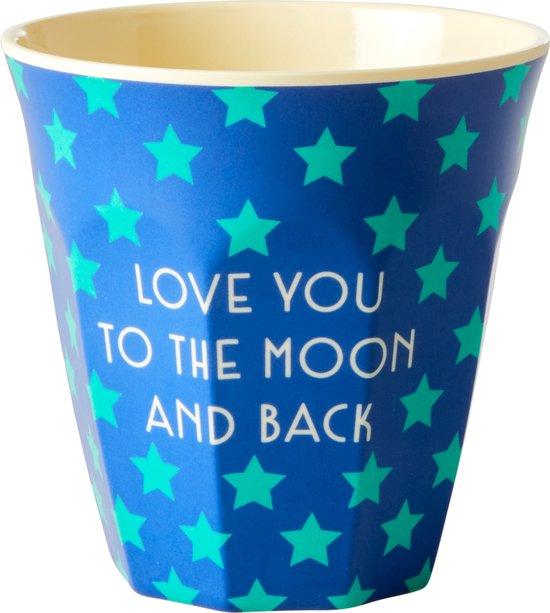 Rice melamine drinkbekerset kinderen, Funky Prints, medium, 6 stuks ( blauw) van Rice — afbeelding 4
