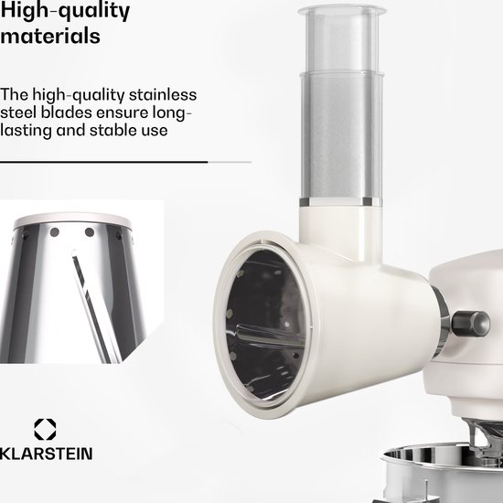 Klarstein Chiara Saladeaccessoire - Hakmolen voor keukenmachine, veelzijdig saladeaccessoire, roestvrijstalen messen, 3 mesopties, compact ontwerp, gemakkelijk schoon te maken, compatibel met de Chiara keukenmachine van Merkloos — afbeelding 3
