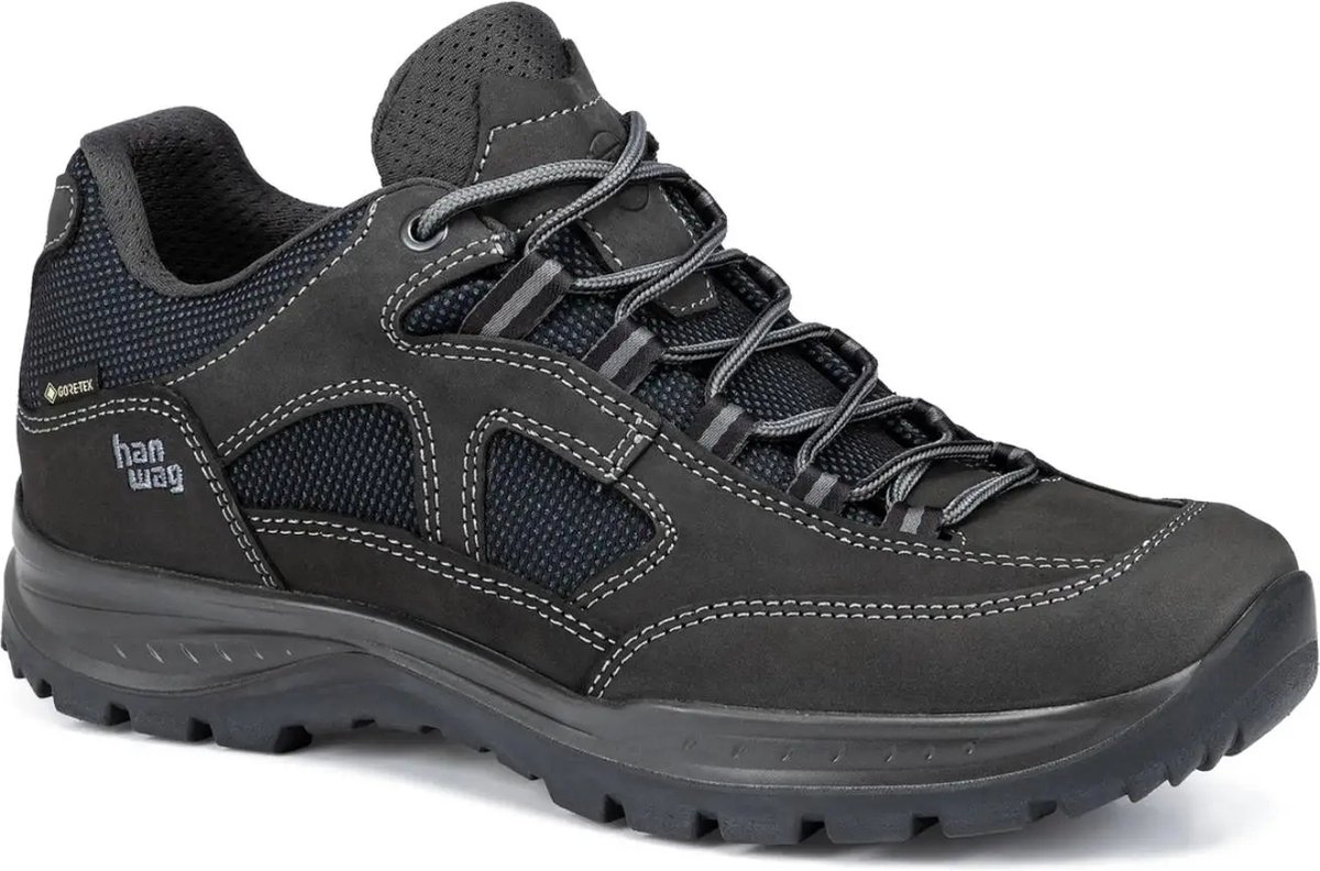 Hanwag Gritstone II Wide GTX Heren waterdichte lage wandelschoenen Asphalt Zwart