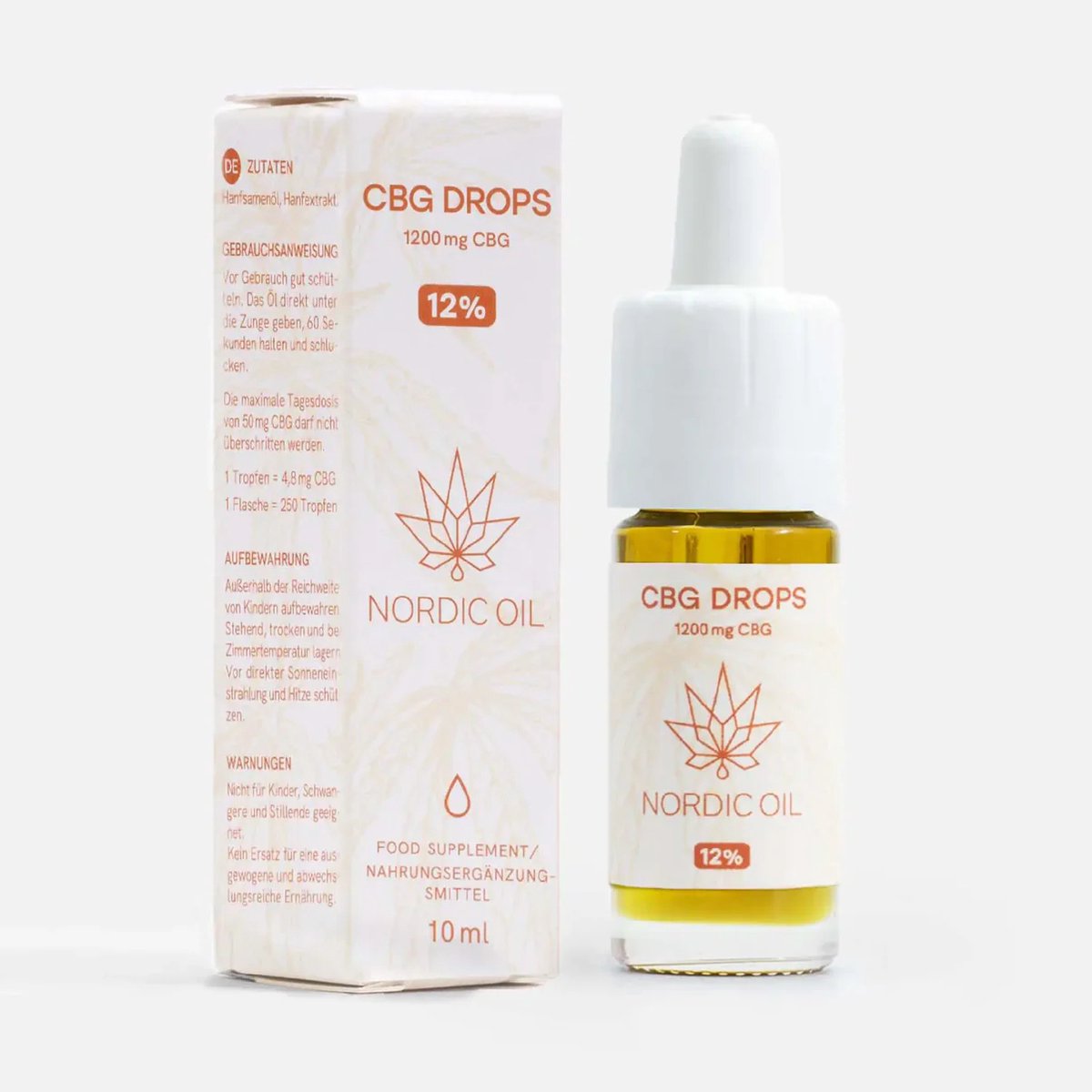 Nordic Oil© - CBG Olie 12% - 10ml - 1200mg CBG - 250 Druppels - Hennepzaadolie & Omega 3/6 - Vegan & Glutenvrij - Premium Kwaliteit
