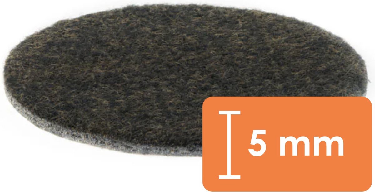 10 stuks - 2 cm - Premium Zelfklevend Meubelvilt / Dik Plakvilt / Vilt voor Stoel- of Tafelpoten - Donkerbruin - Rond - Dikte: 5mm