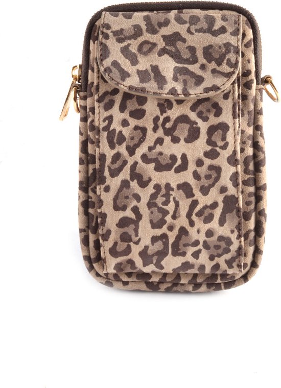 Sac pour téléphone Giuliano Nubuck Novi - Nubuck - Beige Panthère - Made in Italy