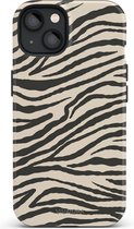 VivaLora Tough Telefoonhoesje iPhone 13 Mini met MagSafe - Wild Lines Zebra Print - 2-in-1 Phone Case - Hard Case & Siliconen Backcover - Extra Bescherming - Shockproof Cover - Zwart/Wit Zebraprint