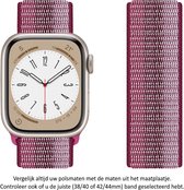 Bracelet de montre en nylon rouge baie/violet adapté aux Apple Watch 1, 2, 3, 4, 5, 6, 7, 8, 9, SE, 42 mm, 44 mm et 45 mm Série « Largeur homme » Nylon tissé doux 42 mm, 44 et 45 mm - rouge violet