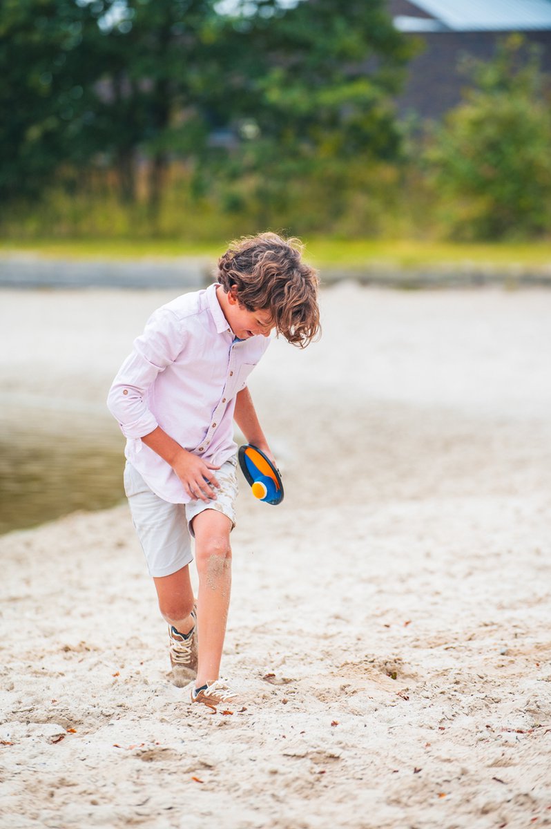 Catchballset Oranje/Blauw – Klittenband Bal 19 cm – Strandspel, Buitenspel & Recreatief Spel – Kinderen & Volwassenen – Engelhart — afbeelding 4