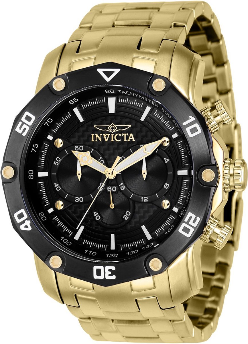 Invicta Pro Diver 37725 Heren Horloge - Waterdicht - Analoog - Quartz Uurwerk - Roestvrij Staal met zwarte Wijzerplaat - 50mm