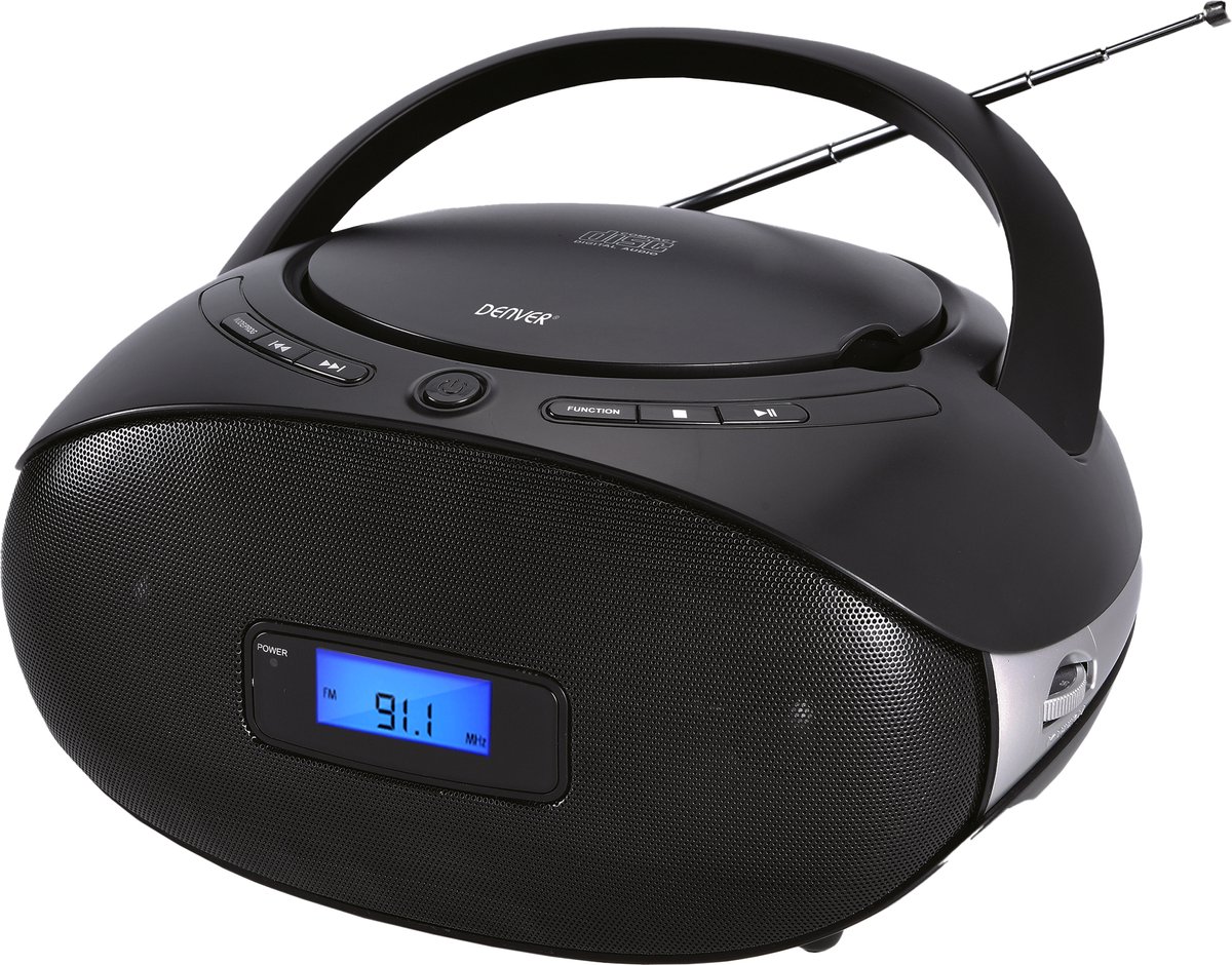 Denver TC-29 / Portable boombox  / CD functie & FM Radio / AUX aansluiting / Zwart