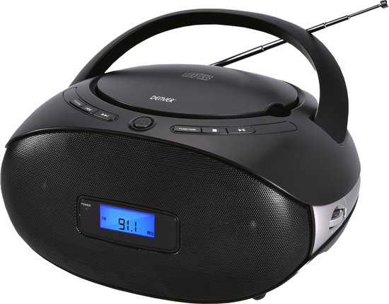 Denver Draadloze boombox – CD functie & FM Radio – AUX aansluiting – TC29 – Zwart