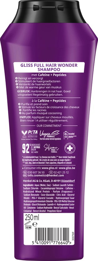 Gliss Full Hair Wonder - Haarverzorging - Shampoo - Voller Haar - Stimuleert Haargroei - Zwak en Breekbaar Haar - Voordeelverpakking - 6x 250 ml