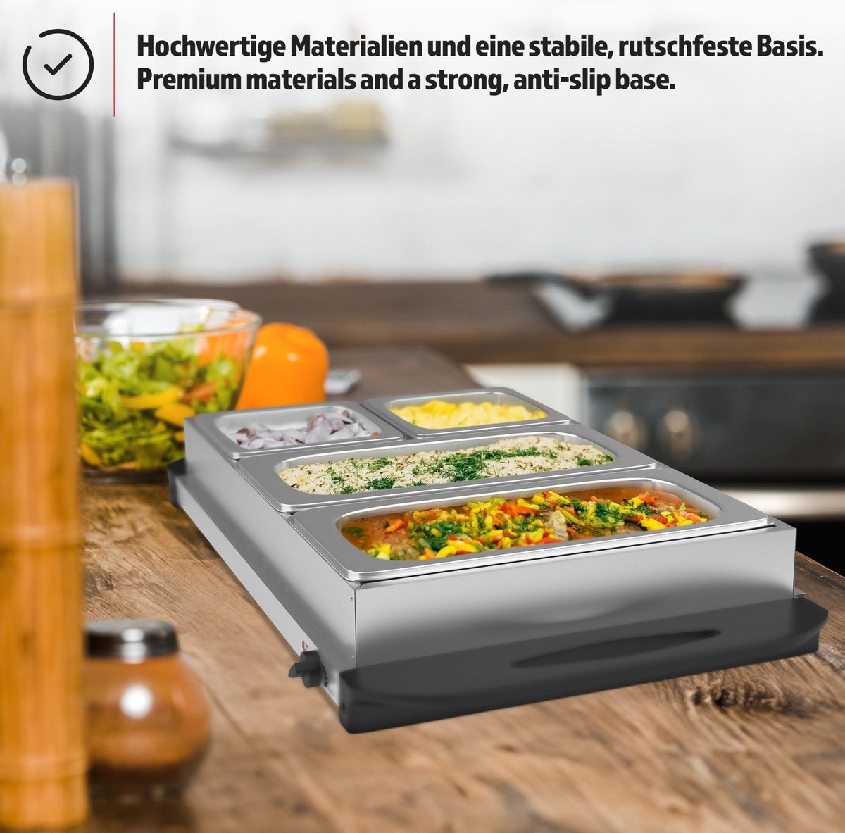 Jago- Buffetverwarmer - Elektrisch, Met Kookplaatfunctie Temperatuurregelaar Rvs Opwarmapparaat Voedselverwarmer Warmhoudplaat Warmhoudcontainer Jago- Buffetverwarmer - Elektrisch, Met Kookplaatfunctie Temperatuurregelaar Rvs Opwarmapparaat Voedselverwarmer Warmhoudplaat Warmhoudcontainer