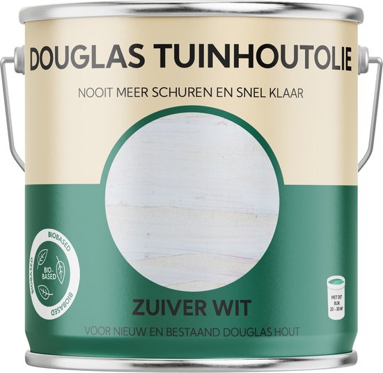 Huile de bois de jardin Douglas - blanc pur - Huile de Douglas - biosourcée - 2,5 litres