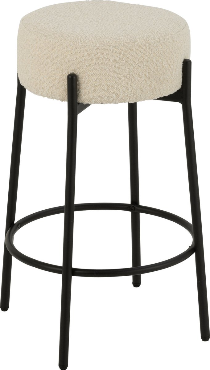 J-Line barkruk Bouclé - multiplex/polyester - wit/zwart