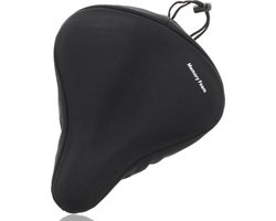 Traagschuim fietszadelhoes breed zacht gel fietszadelkussen comfortabele oefening groot fietszadeldek voor dames heren, past op cruiser en stationaire fietsen, spinnen, indoor buiten Goed kwaliteit Fietszadelhoes Zwart Memory Foam - 260x235mm