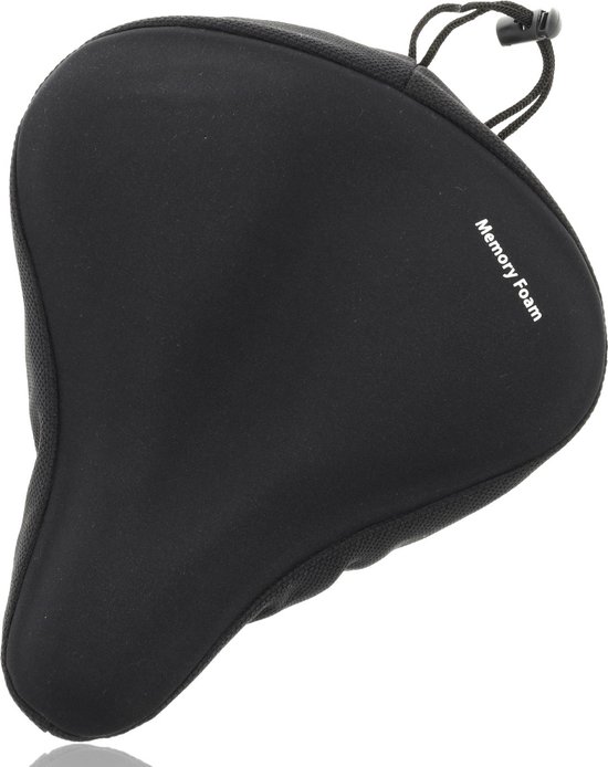 Traagschuim fietszadelhoes breed zacht gel fietszadelkussen comfortabele oefening groot fietszadeldek voor dames heren, past op cruiser en stationaire fietsen, spinnen, indoor buiten Goed kwaliteit Fietszadelhoes Zwart Memory Foam - 260x235mm