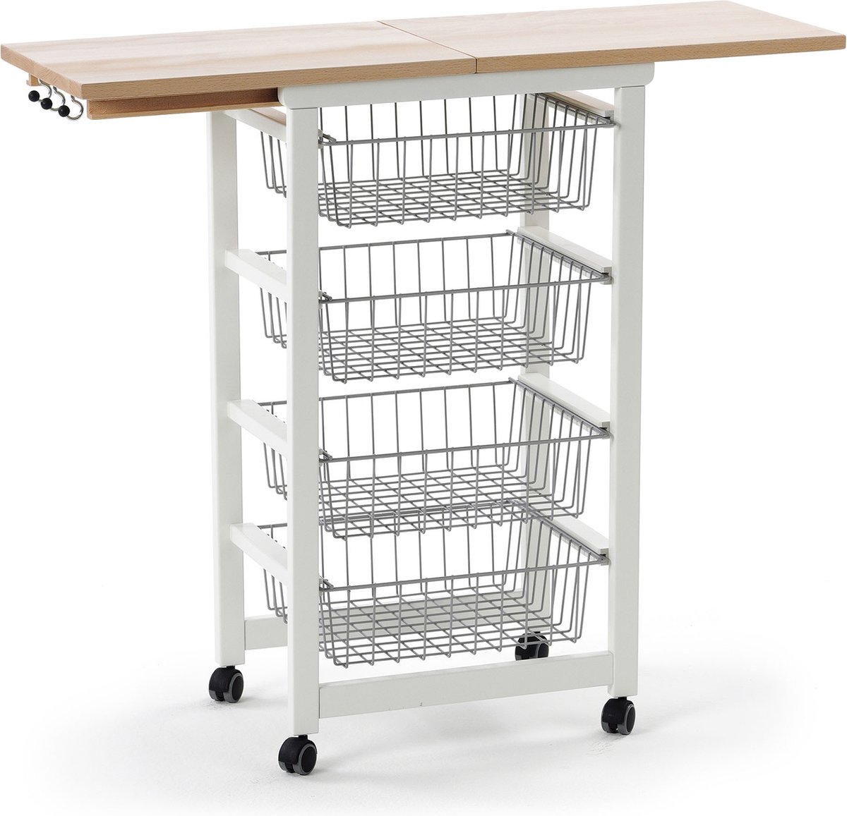 Keukentrolley GASTONCINO 4 uitneembare manden uitklapbaar blad