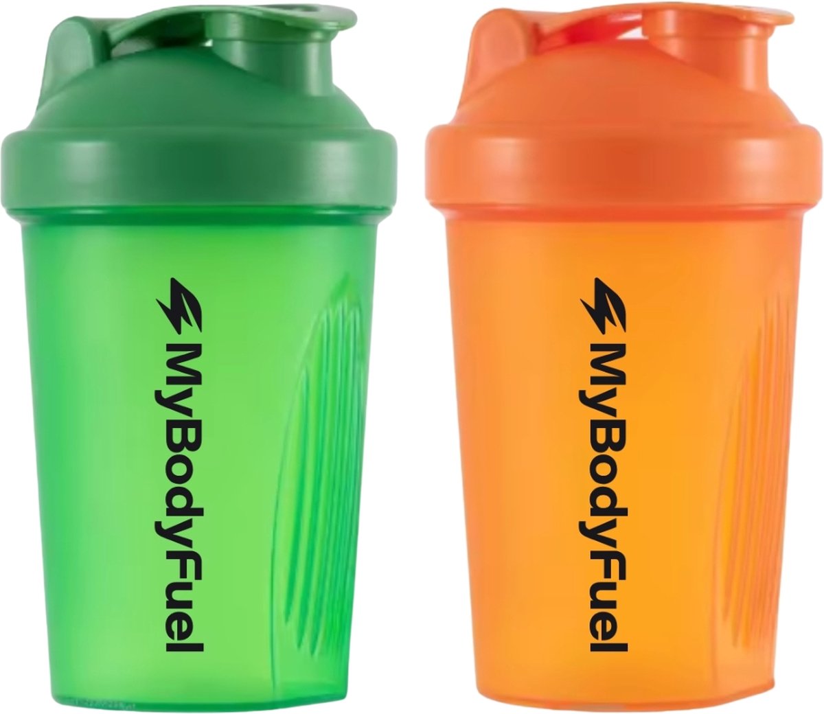 Goedkoopste MyBodyFuel - Shakebeker - Proteïne Shaker - inclusief mixfilter - Groen en Oranje - Set van 2 stuks - Shakebeker 400 ml - BPA vrij
